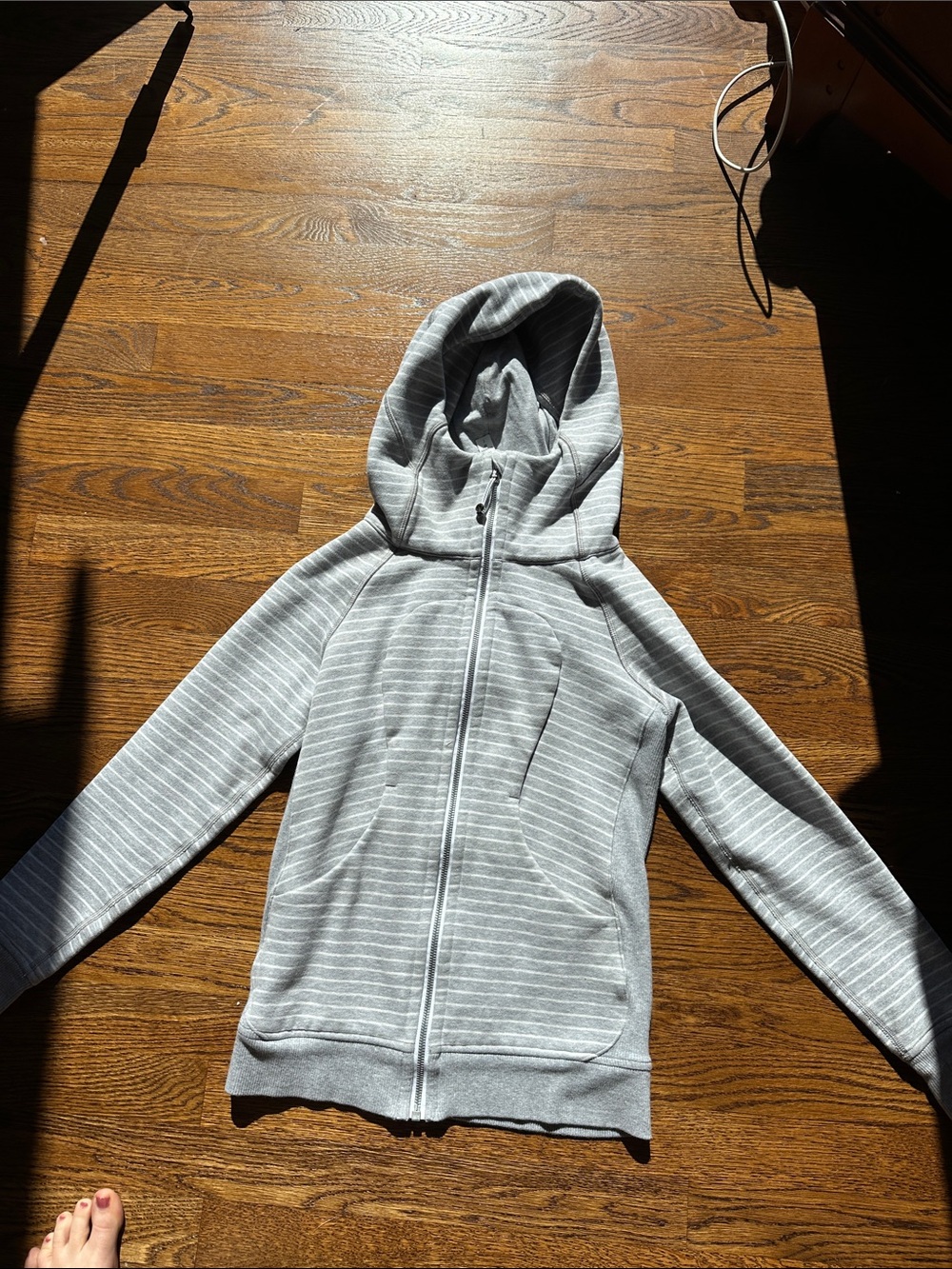 lululemon athletica Light Gray Striped Hoodie Zip-Up scuba